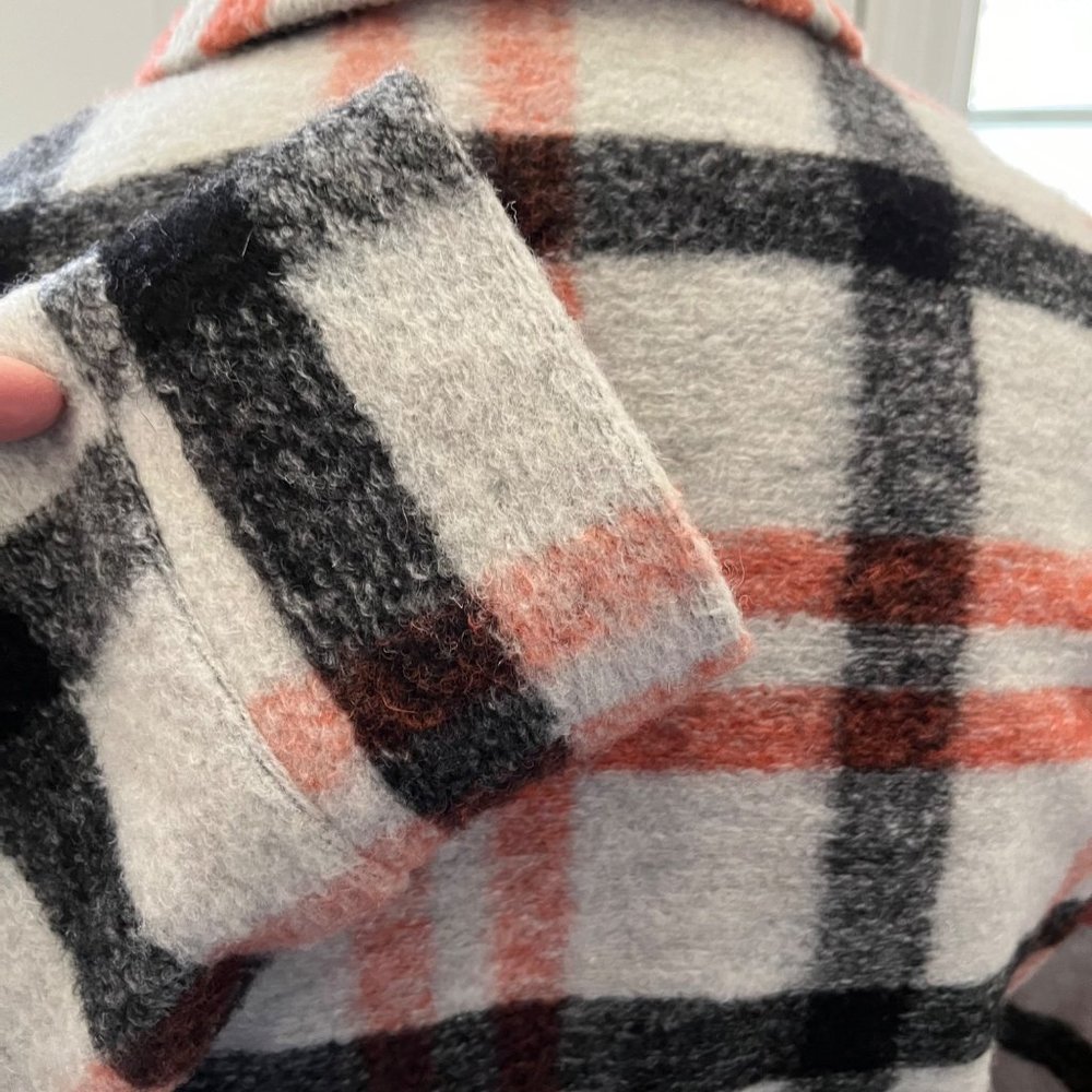 Cartonnier Anthropologie Hetty Wool Blend Plaid Coat Red Black Gray Size Small - Picture 5 of 8